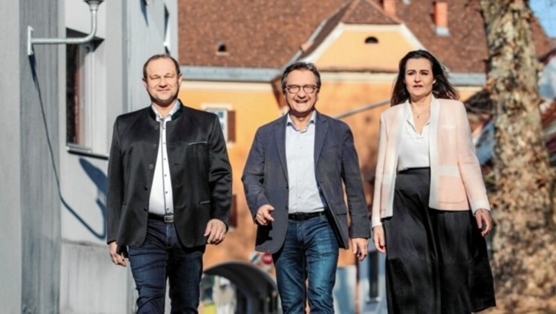 Wollen in Mureck regieren: Klaus Strein, Anton Vukan und Marija Maric (v. li.). (Bild: Demonte)