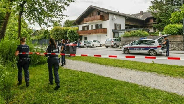 Die Polizei sperrte den Tatort in Leopoldskron großräumig ab. (Bild: Markus Tschepp)