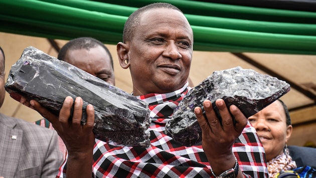 Der Minenarbeiter Saniniu Kuryan Laizer ist jetzt Millionär, nachdem er zwei riesige Tansanit-Edelsteine gefunden hat. (Bild: AFP )