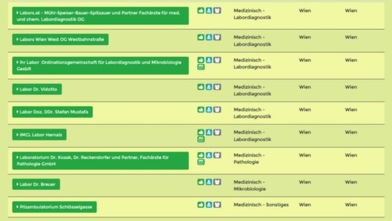 In diesen Labors in Wien können sich Privatpersonen auf eine akute Infektion mit dem SARS-CoV-2-Virus testen lassen. (Bild: covid19-labore.at)