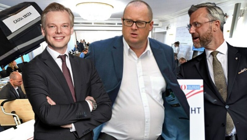 Zentrale Auskunftspersonen diese Woche: Peter Sidlo, Hubert Fuchs und Norbert Hofer (Bild: APA/HELMUT FOHRINGER, APA/HERBERT NEUBAUER, APA/CASINOS AUSTRIA/CHRISTOF WAGNER, krone.at-Grafik)