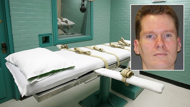 Billy Joe Wardlow (kl. Bild) saß 27 Jahre lang im Todestrakt, bis er im Hinrichtungsraum des Gefängnisses in Huntsville (gr. Bild) durch die Giftspritze starb. (Bild: AP)