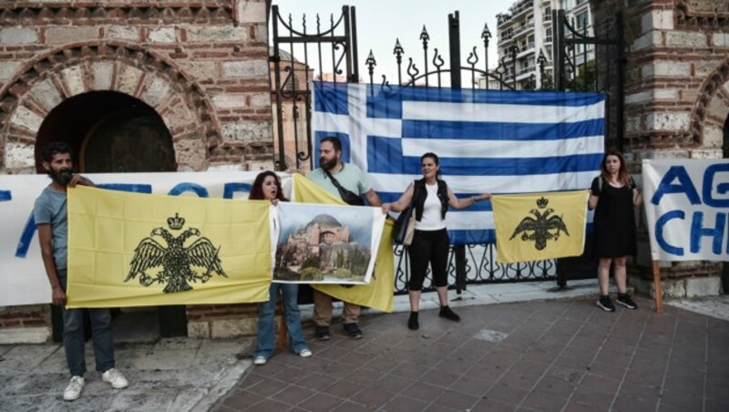 Griechen demonstrierten in Thessaloniki. (Bild: AFP)