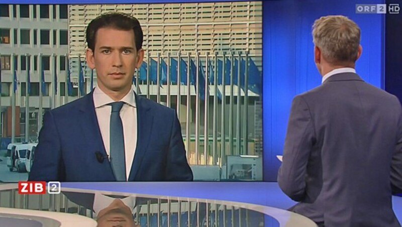 Bundeskanzler Sebastian Kurz (ÖVP) im Gespräch mit „ZiB 2“-Moderator Martin Thür (Bild: Screenshot/ORF)