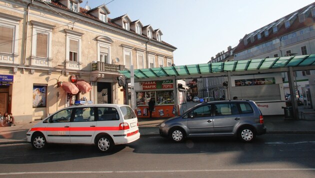 Auf dem Griesplatz in Graz passierte heute der fürchterliche Unfall. (Bild: Kronen Zeitung)