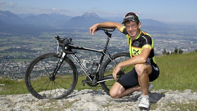 Auf seinem Trainingsberg fast jeden Tag anzutreffen: Rad-Evergreen Pauli Lindner. (Bild: Tröster Andreas)