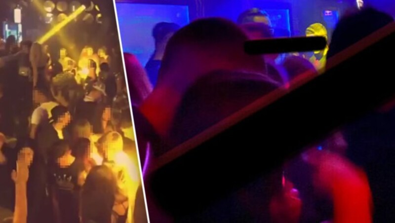 Aufnahmen, die nach Angaben eines Leserreporters aus steirischen Discos stammen. (Bild: "Krone"-Leserreporter, krone.at-Grafik)