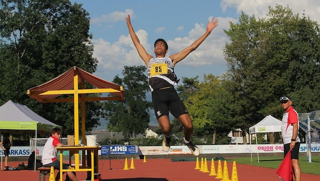 Am 7. August 2020 flog Tosin Ayodeji in Gisingen unglaubliche 7,71 Meter. (Bild: Peter Weihs/Kronenzeitung)