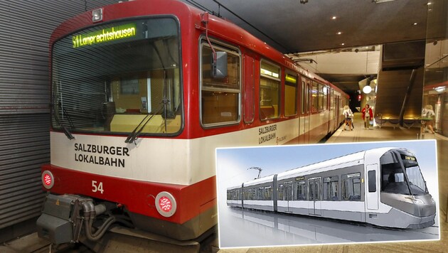 Die alten Triebwägen der Salzburger Lokalbahn werden durch neue „Train-Trams“ ersetzt. 20 Stück bestellt das Land, sie sollen ab 2026 auf den heimischen Schienen fahren. (Bild: Markus Tschepp/Tricon AG)