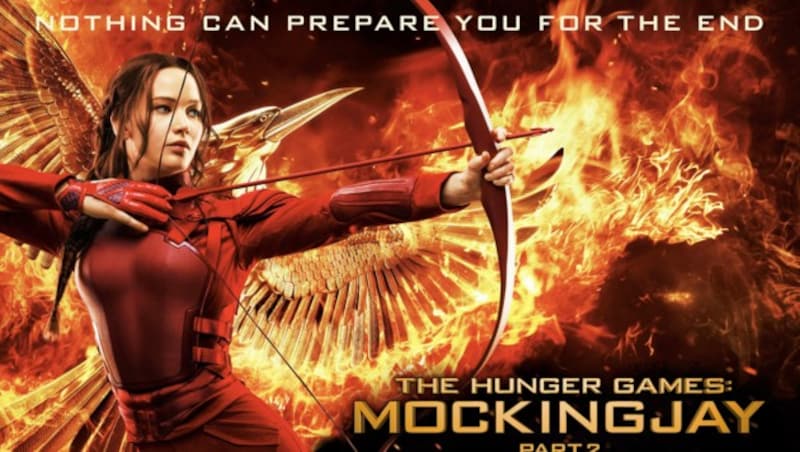 Filmplakat des Films „The Hunger Games: Mockingjay“ (Bild: ©Lions Gate / Everett Collection / picturedesk.com)