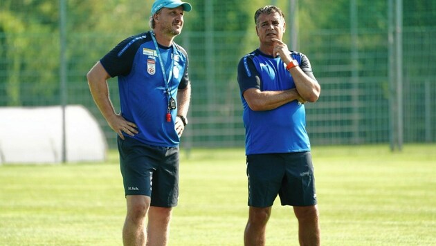Trainer Schopp und Co Russ freuen sich auf den Europacup. (Bild: Sepp Pail)