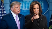 Donald Trump attackiert Kamala Harris. (Bild: AFP/Robyn Beck, AP, Krone KREATIV)