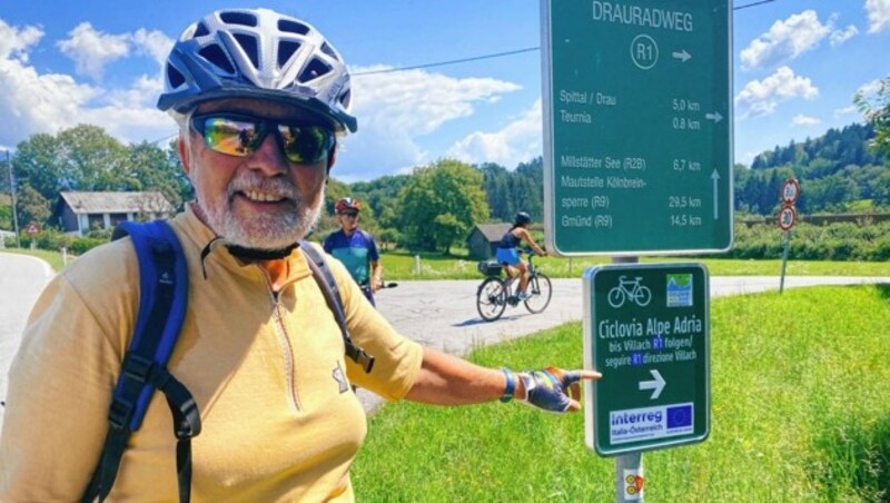 Naturliebhaber und Birdlife Kärnten-Gründer Peter Wiedner ist vom Ciclovia Alpe Adria begeistert. (Bild: Wallner Hannes)