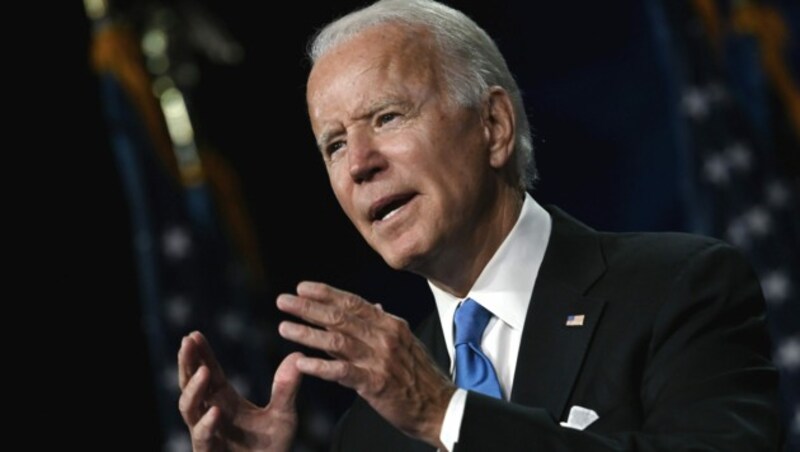 Am digitalen Parteitag der Demokraten nahm Joe Biden nun auch offiziell seine Nominierung als Präsidentschaftskandidat an. (Bild: AFP/Olivier DOULIERY)