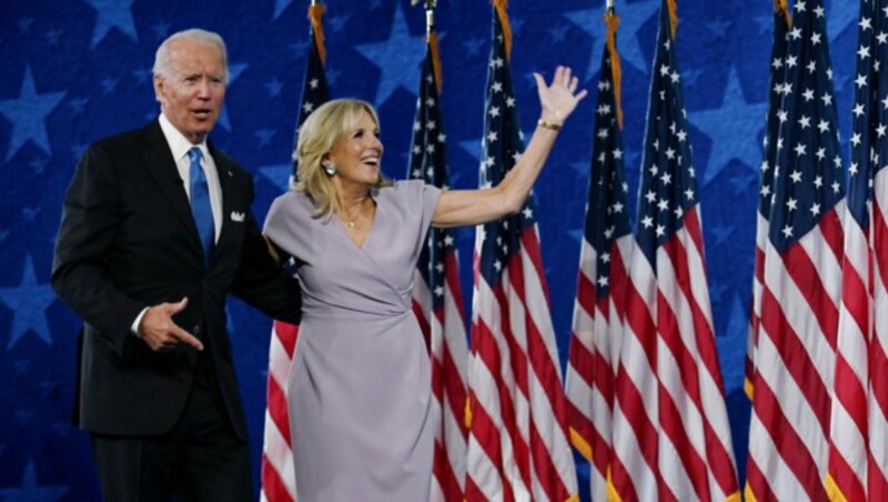 Joe und Jill Biden beim digitalen Parteitag im Chase Center in Wilmington, Delaware. (Bild: AFP/Olivier DOULIERY)