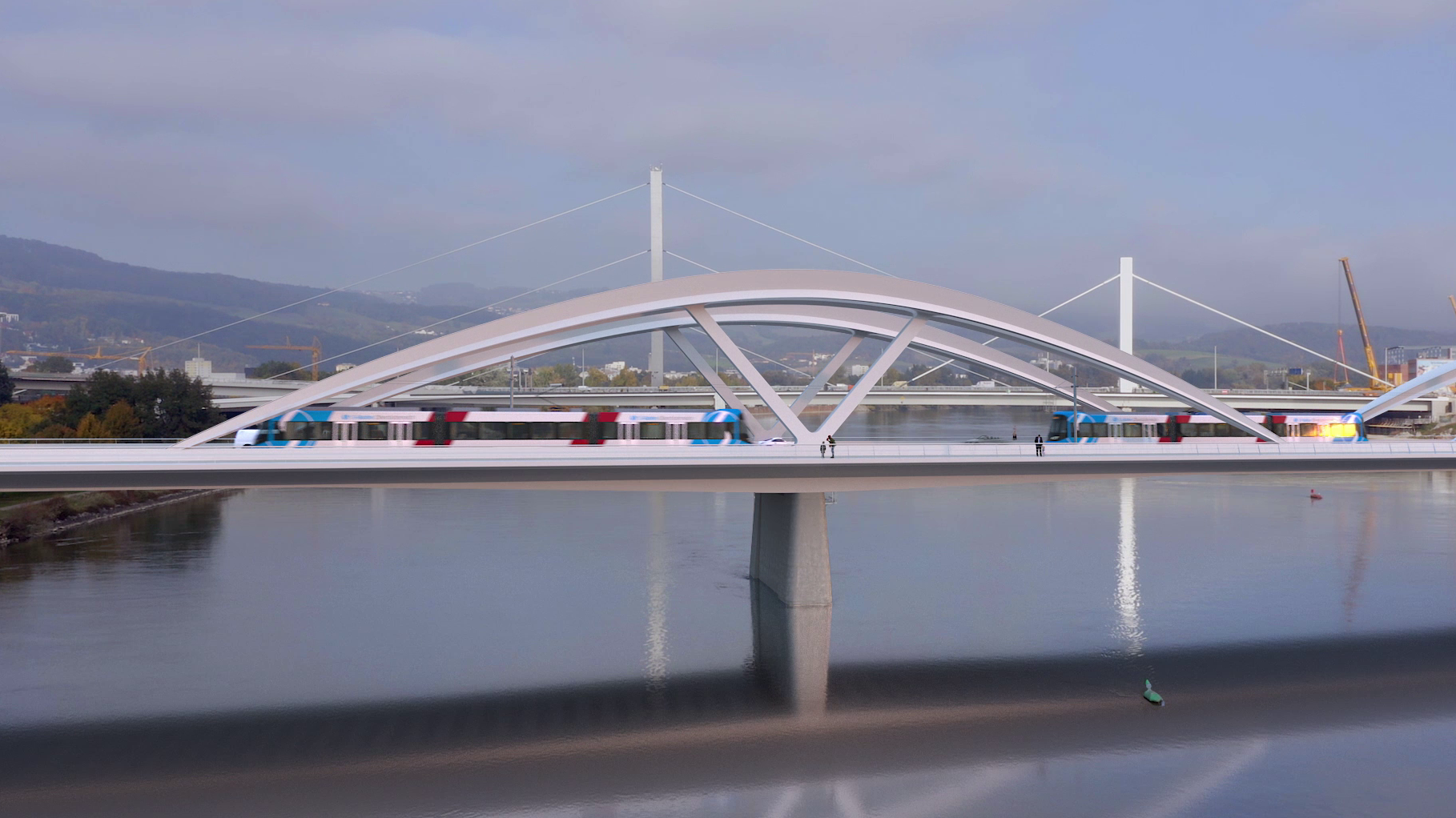 Die neue Stadtbahn wird auch über die neue Eisenbahnbrücke flitzen (Bild: Schiene OÖ)