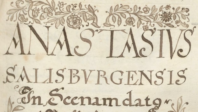 Das Titelblatt von „Anastasius“ mit der Handschrift des Autors Thomas Weiss. (Bild: Universitätsbibliothek Salzburg)