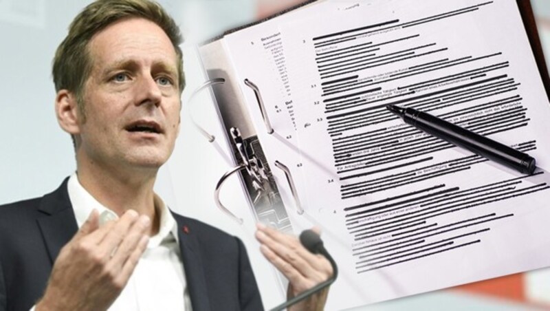 Die geschwärzten Passagen hatten zu viel Ärger geführt. SPÖ-Abgeordneter Jan Krainer ärgert sich noch immer über die Geheimhaltungsstufe „4". (Bild: APA/Robert Jäger, stock.adobe.com (Symbolbild), Krone KREATIV)