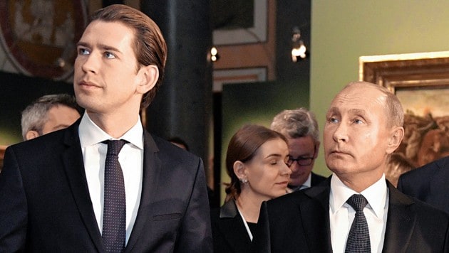 Trafen sich in den letzten Jahren auffallend oft: Bundeskanzler Sebastian Kurz und Russlands Präsident Wladimir Putin (Bild: EPA)