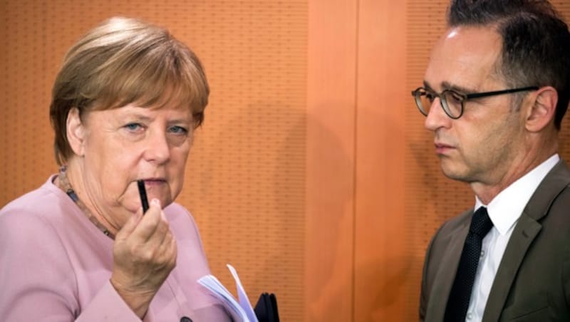 Kanzlerin Merkel, Außenminister Maas (Bild: APA/AFP/ODD ANDERSEN)