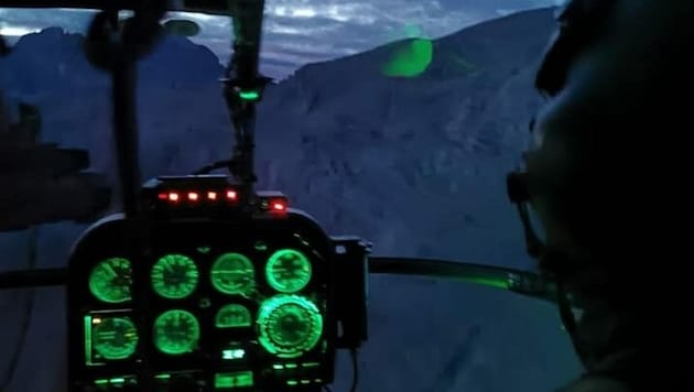 Die Alouette 3 des Bundesheeres im Rettungseinsatz am Dachstein (Bild: Bundesheer)