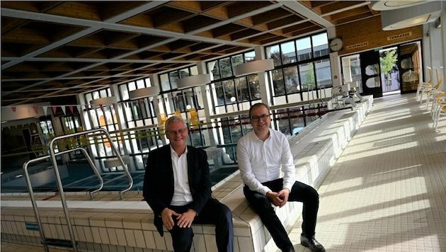 Bürgermeister Steiner (links) setzt sich gerne für Projekte wie die Hallenbad-Sanierung ein. (Bild: Freistadt Eisenstadt)