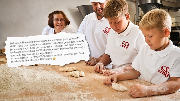 Familie Neudorfer sucht Mitarbeiter für die Bäckerei. (Bild: Zopf-Photography, facebook.com/BaeckereiNeudorfer, Krone KREATIV)