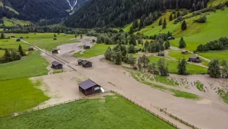 Überschwemmungen am Wochenende im Valsertal (Bild: Zeitungsfoto.at)