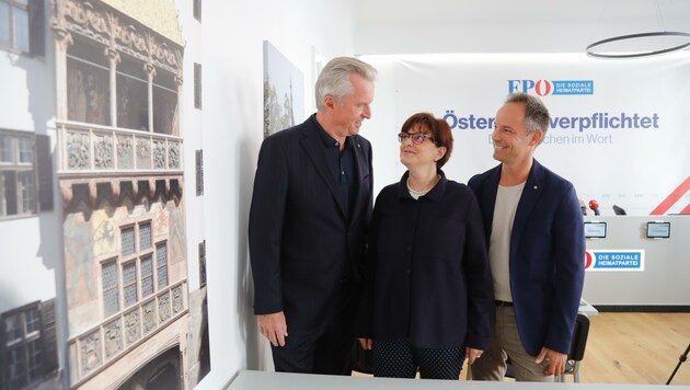 FPÖ-Stadträte Rudi Federspiel (links), Andrea Dengg und Klubobmann Markus Lassenberger. (Bild: Birbaumer Christof)