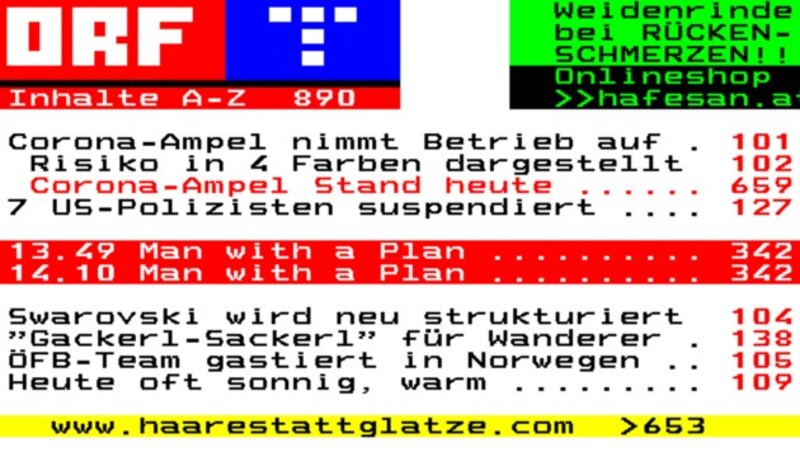 Tipp: Wer gerade kein internetfähiges Gerät zur Hand hat, findet die Ampelinfos auch im Teletext auf Seite 659. (Bild: Screenshot, teletext.at)