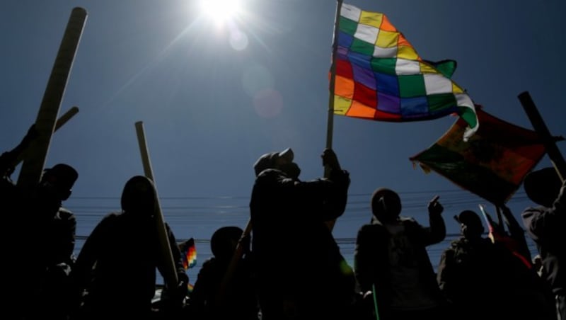 Mitte August versammelten sich Unterstützer des ehemaligen bolivianischen Präsidenten Evo Morales in El Alto, um gegen den amtierenden Staatschef zu demonstrieren. (Bild: AFP)