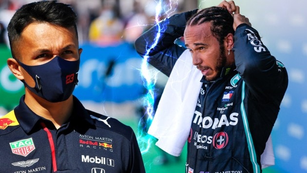 Alexander Albon (li.) und Lewis Hamilton (Bild: GEPA )