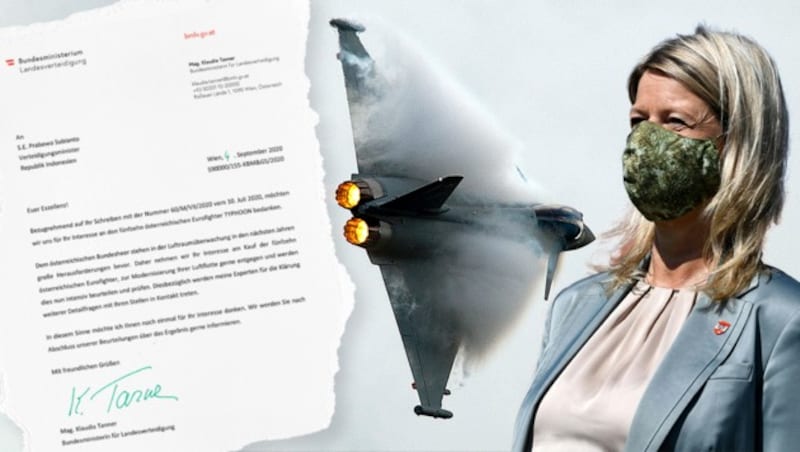 Vergangenen Sommer sorgte ein Brief aus Indonesien für Hoffnung in Wien - es wurde der Kauf unserer Eurofighter in Aussicht gestellt (Bild: BMLV, APA, AFP, Krone KREATIV)