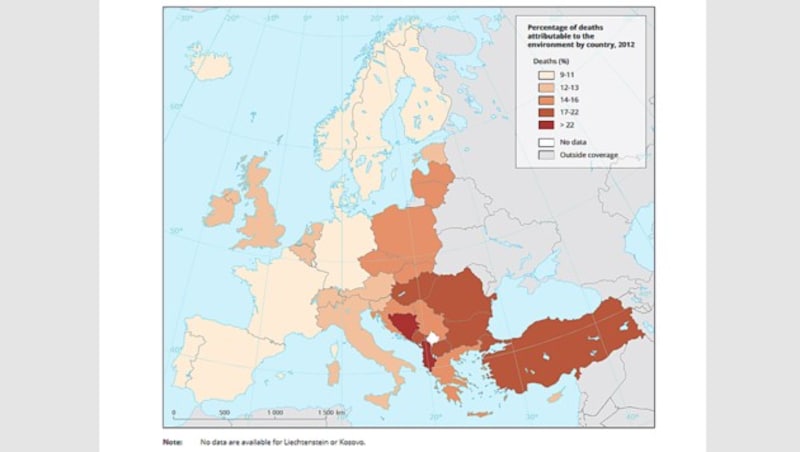 Todesfälle durch Umweltfaktoren in Europa in Prozent (Bild: EEA)