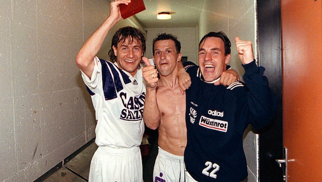 Leo Lainer (M.) mit seinen Austria-Salzburg-Kollegen Franz Aigner (li.) und Hermann Stadler. (Bild: krugfoto/Krug Daniel sen.)