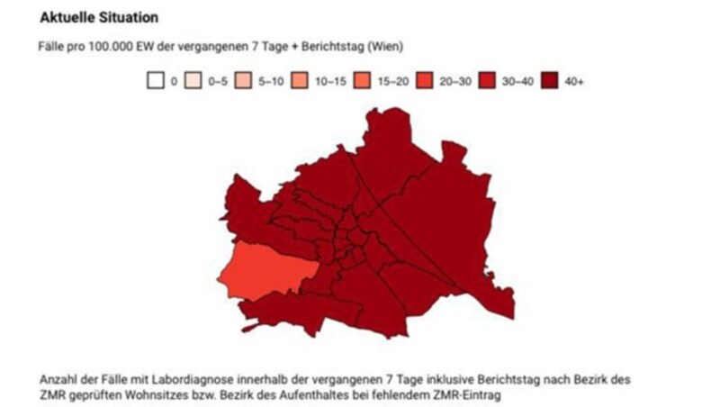 Verteilung der Infektionsfälle in Wien vom 9. September (Stand: 18 Uhr) (Bild: zVg)