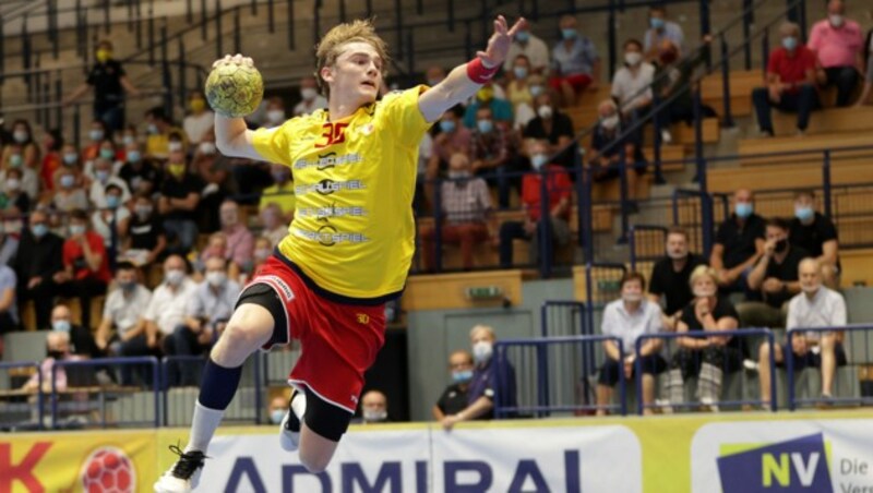 KREMS,AUSTRIA,04.SEP.20 - HANDBALL - spusu Liga, HLA, Handball Liga Austria, UHK Krems vs Schwaz Handball Tirol. Image shows David Nigg (Krems). Photo: GEPA pictures/ Walter Luger (Bild: GEPA pictures)