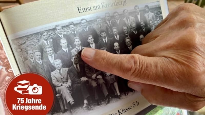 „Einst am Kreuzbergl“: So sah Otto Reitzl als Schüler aus, inzwischen ist er schon 90 Jahre alt. Klassentreffen mit ehemaligen Kollegen werden noch heute abgehalten. (Bild: Clara Milena Steiner)