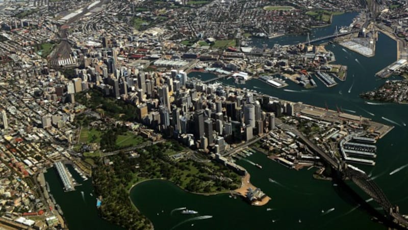 Luftansicht von Darling Harbour und White Bay im Hafen von Sydney (Bild: AFP)