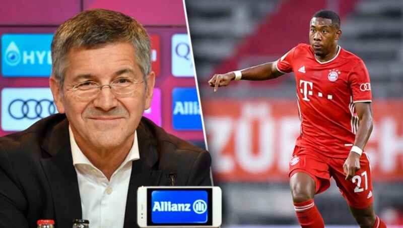 Herbert Hainer (li.) und David Alaba (Bild: GEPA, Krone KREATIV)