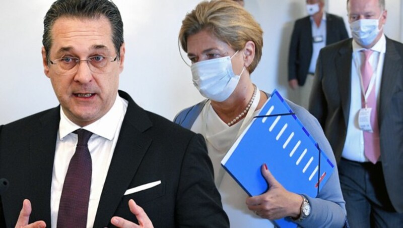 Im Ibiza-U-Ausschuss sagte Bettina Glatz-Kremsner bezüglich möglicher Gespräche mit Ex-FPÖ-Chef Heinz-Christian Strache Gegenteiliges aus. (Bild: APA/ROLAND SCHLAGER, APA/HANS PUNZ, Krone KREATIV)