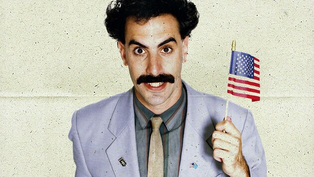 Sacha Baron Cohen in seiner Kultrolle als dummdreister kasachischer TV-Reporter in „Borat“ (Bild: www.pps.at)