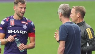 Alex Grünwald (li.) und Peter Stöger einst bei der Austria Wien (Bild: GEPA pictures)