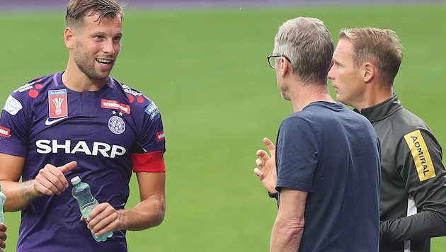 Alex Grünwald (left) and Peter Stöger once at Austria Vienna (Bild: GEPA pictures)