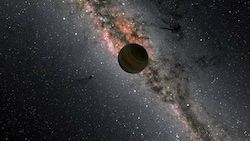 Künstlerische Darstellung eines sogenannten Schurkenplaneten (im Hintergrund ist die Milchstraße zu sehen) (Bild: NASA/JPL-Caltech/R. Hurt)