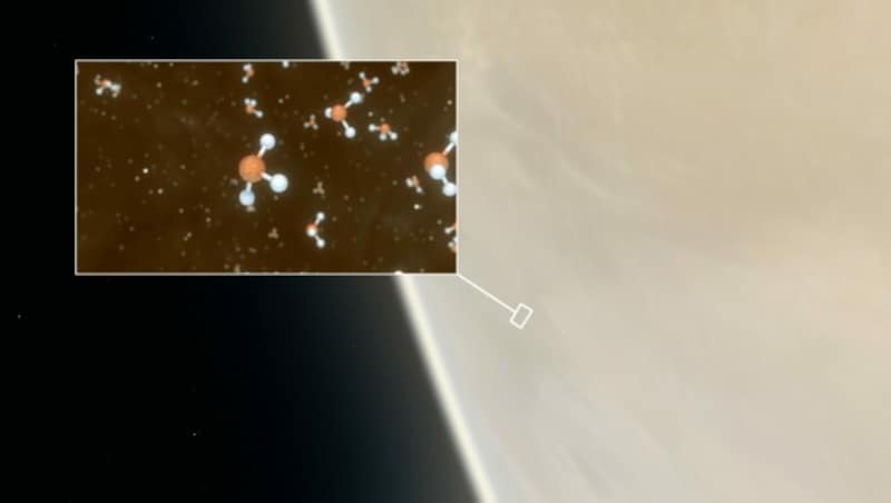 Künstlerische Darstellung: Die Phosphinmoleküle wurden in den hohen Wolken der Venus entdeckt. (Bild: ESO/M. Kornmesser/L. Calcada & NASA/JPL/Caltech)