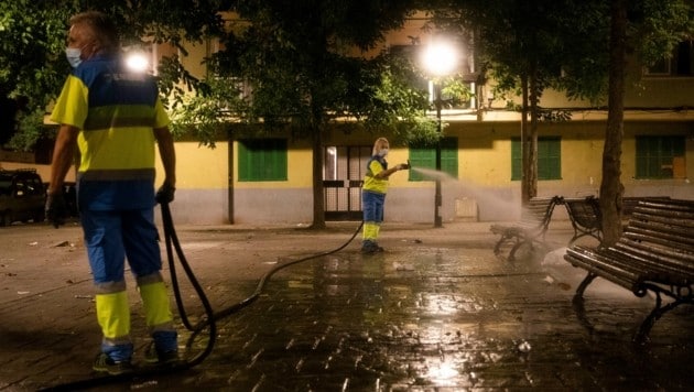 Desinfektionsmaßnahmen in Palma de Mallorca. (Bild: AFP/Jaime Reina)