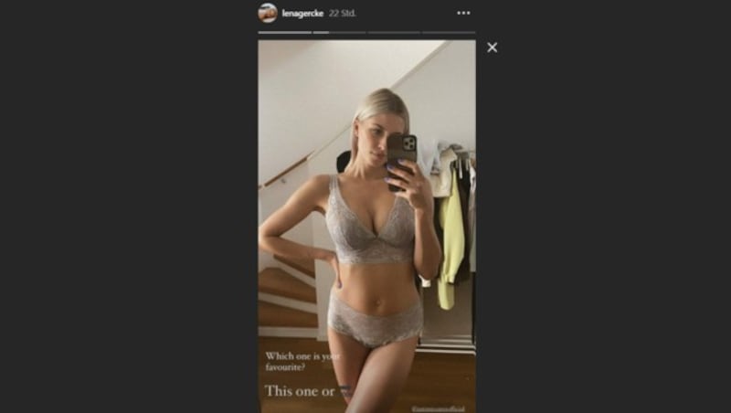 Lena Gercke zeigt ihren Body in sexy Dessous. (Bild: instagram.com/lenagercke)