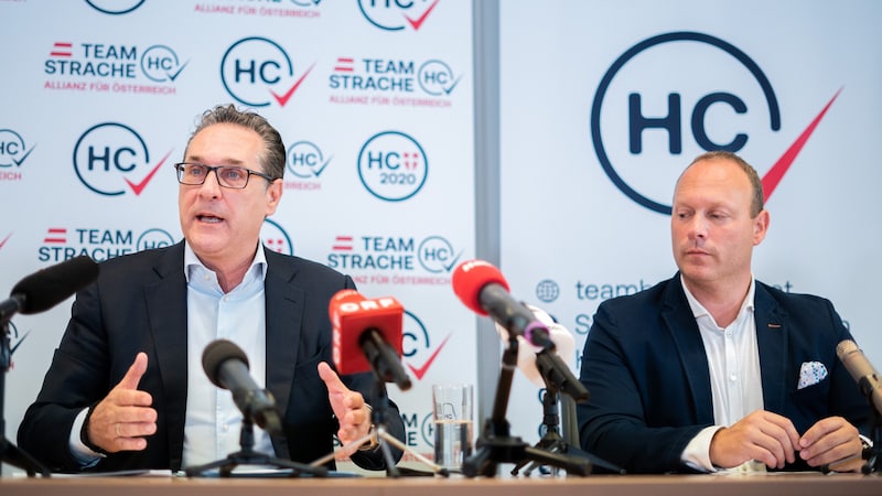 Strache und Höbart sind nicht nur langjährige politische Wegbegleiter, sondern auch Freunde. (Bild: APA/Georg Hochmuth)