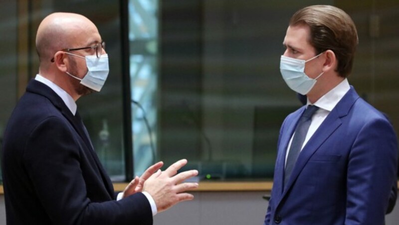 Charles Michel und Sebastian Kurz (Bild: AP)